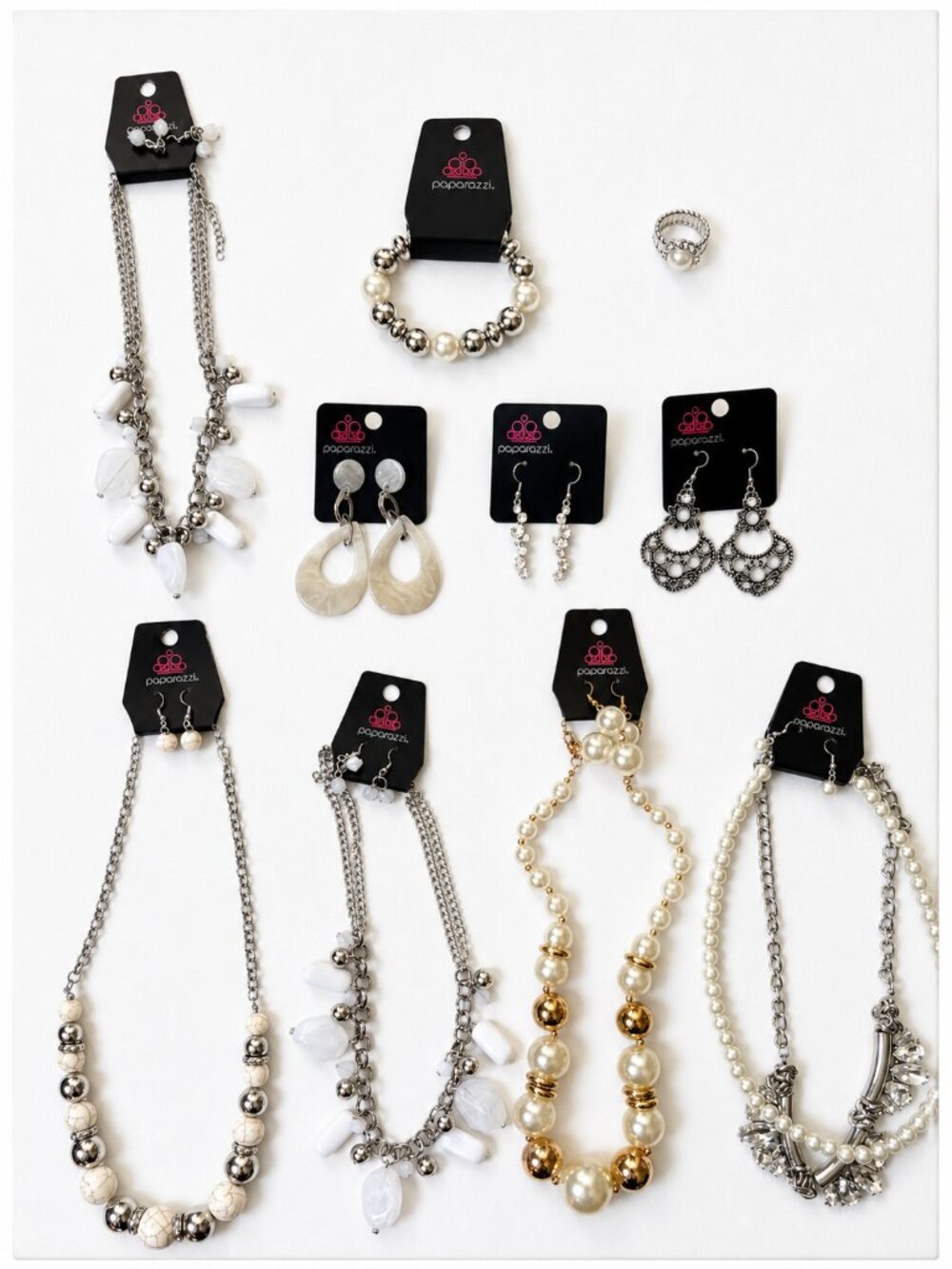 Paparazzi Jewelry Lot of 10 | Pearl Silver White Bundle